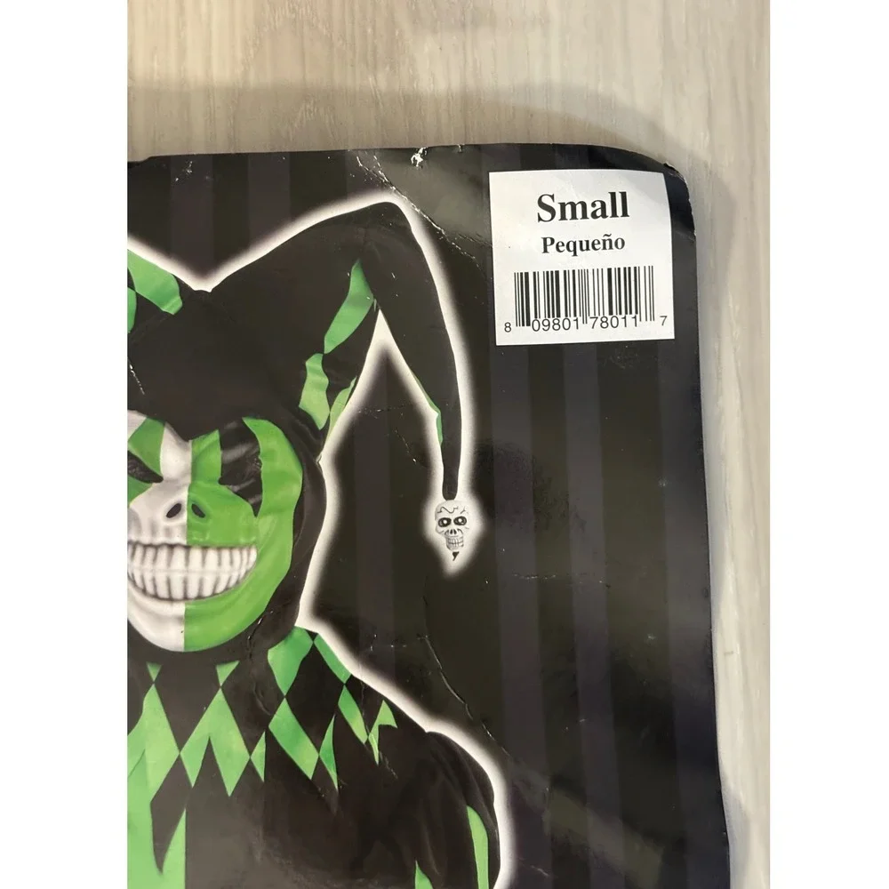 Wicked Jester Costume Boys Small (4-6) 7 Piece Set Green Black Halloween Scary
